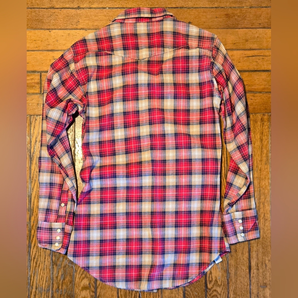 VTG 70s Wrangler Pearl Snap Button Up S Tall - Picture 2 of 8